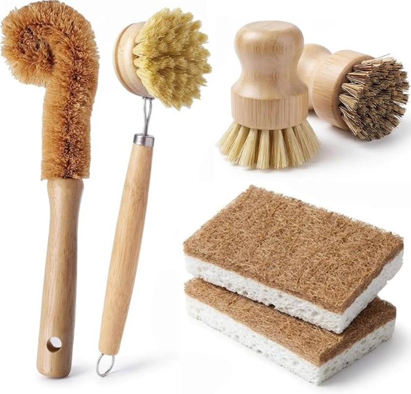 Substrate Coconut Fiber - 6-częściowy zestaw bambusowych szczotek do naczyń